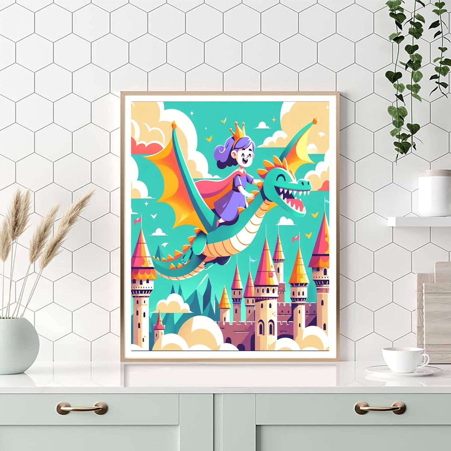 Princess And The Dragon's Tale Paint By Color