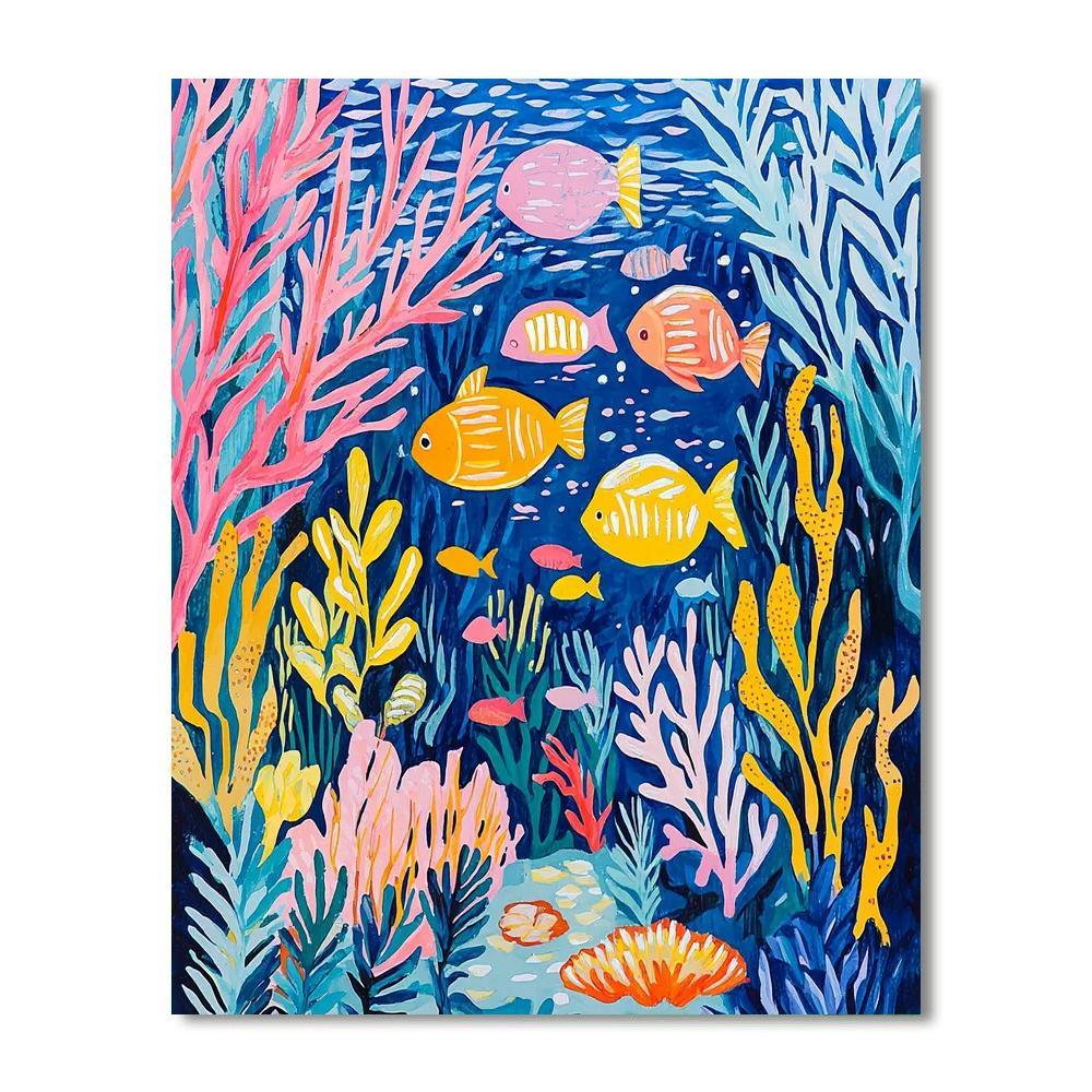 Henri Matisse Inspired Vibrant Ocean Ecosystem  Paint By Numbers