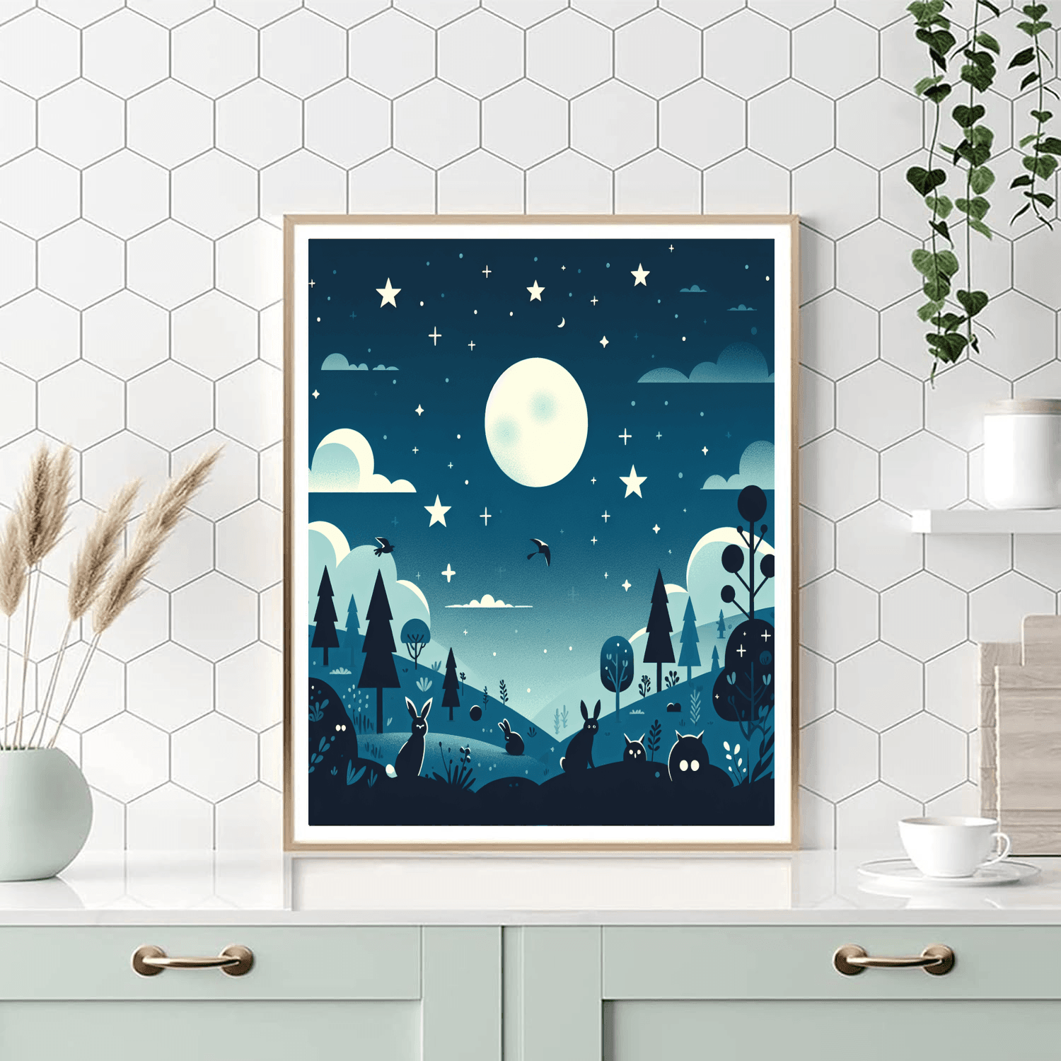 Enchanted Moonlit Night Number Painting
