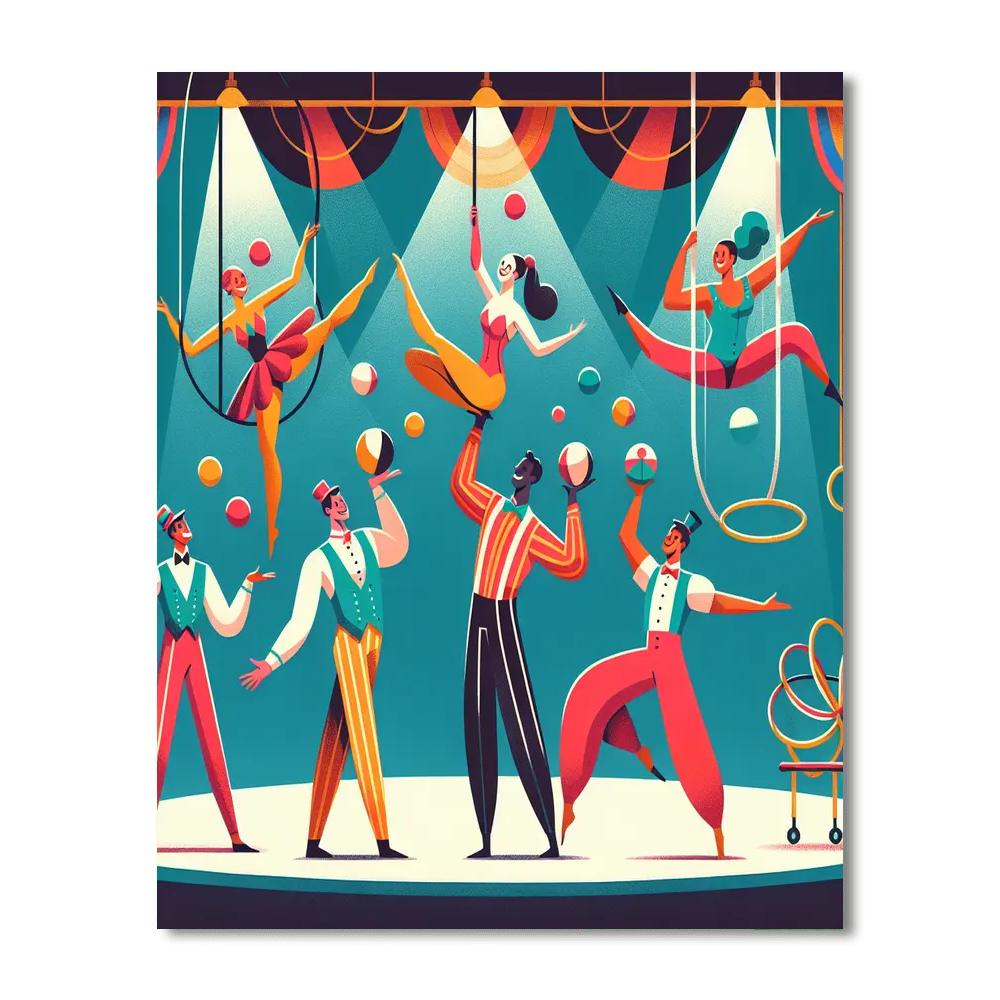 Circus Troupe Performance DIY Paint By Numbers