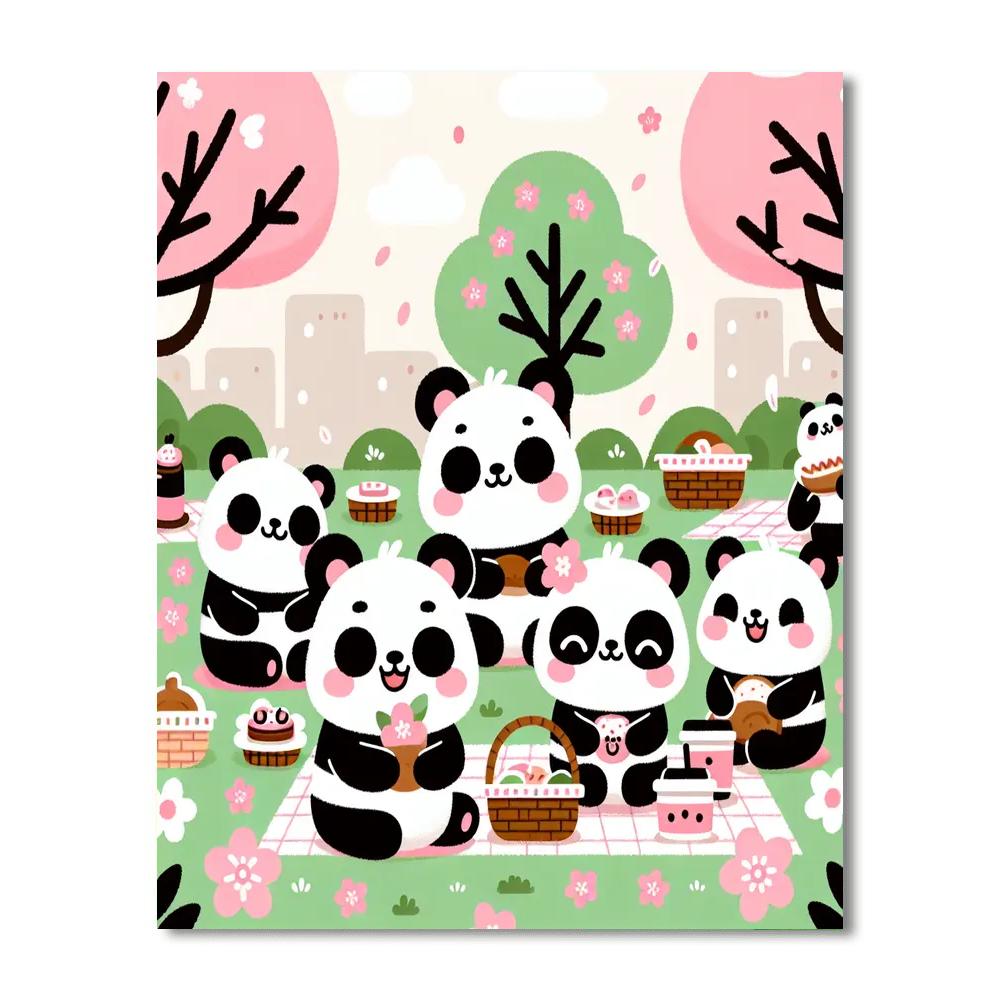 Panda Picnic In The Park Painting By Numbers Kit