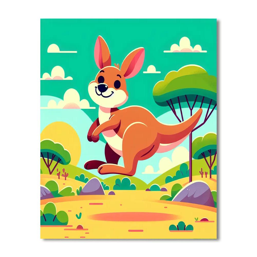 Bouncing Kangaroo's Outback Adventure Paint By Numbers Art