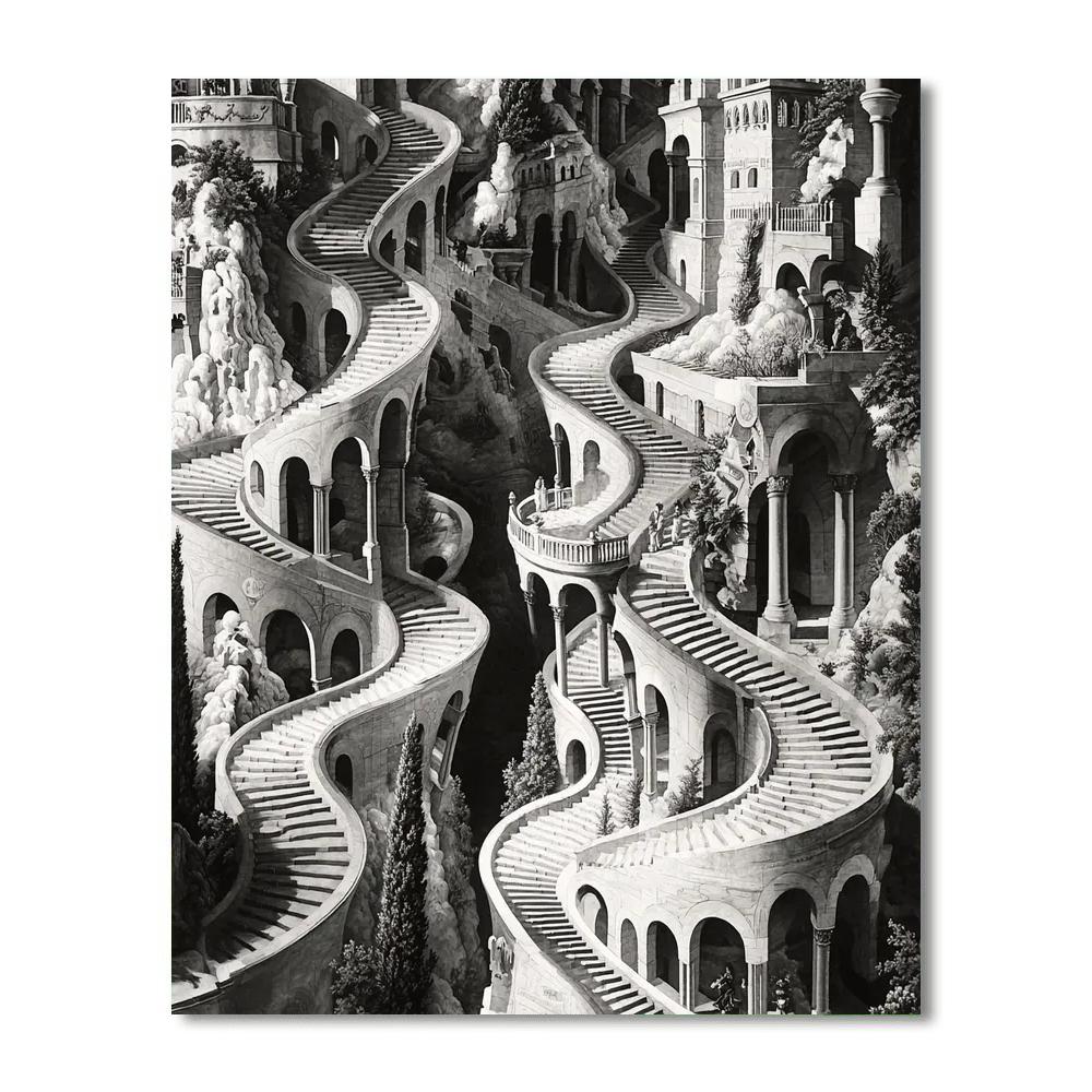M.C. Escher Inspired Paradoxical Paths  Paint By Numbers
