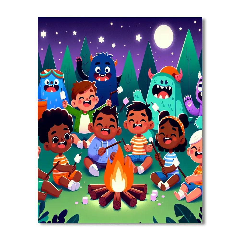 Cuddly Monster Campout Painting Number Kit