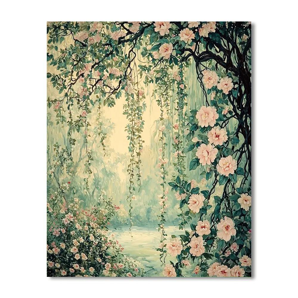 Alphonse Mucha Inspired Eternal Floral Harmony  Painting Number Kit
