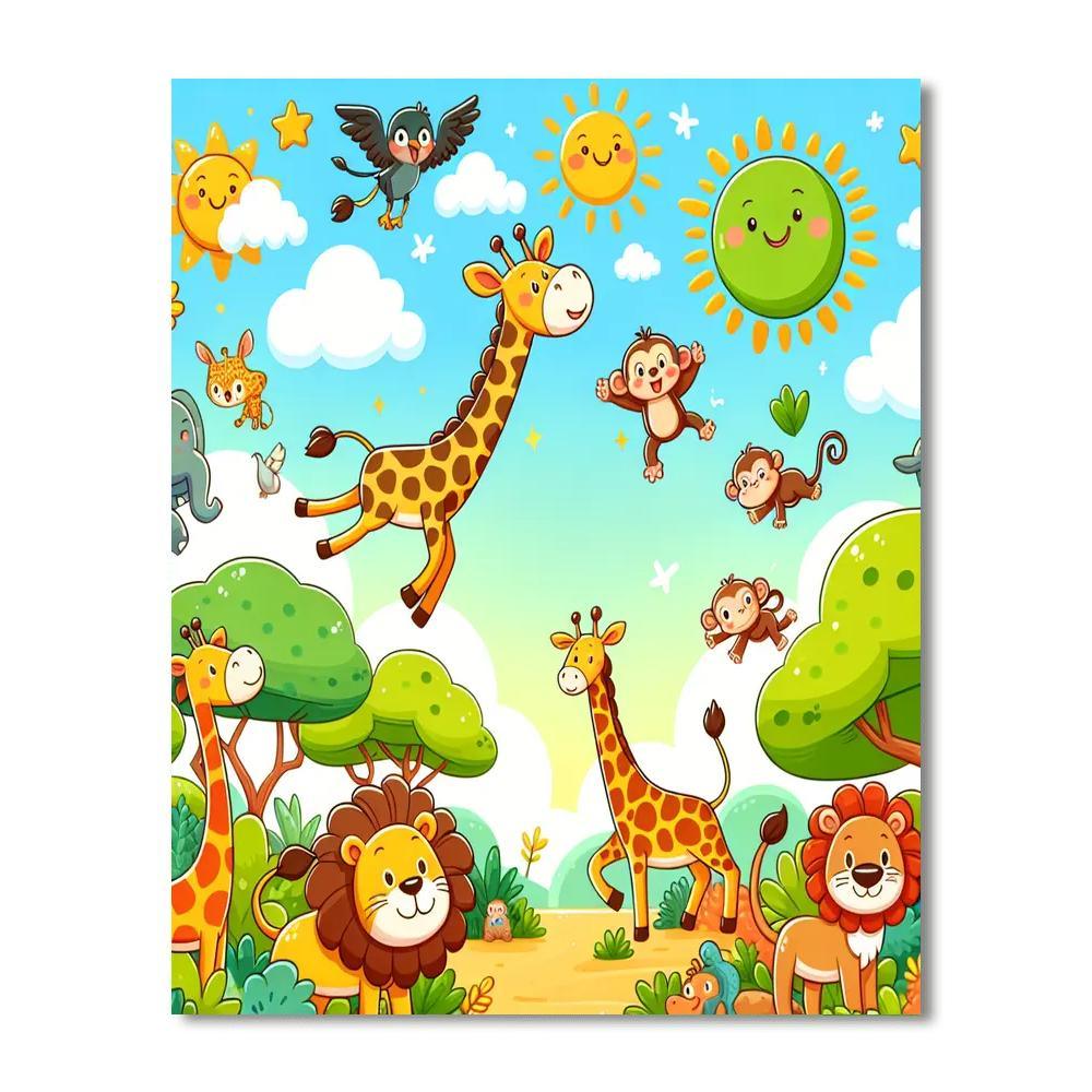 Whimsical Animal Safari For Kids Numbered Painting Kits