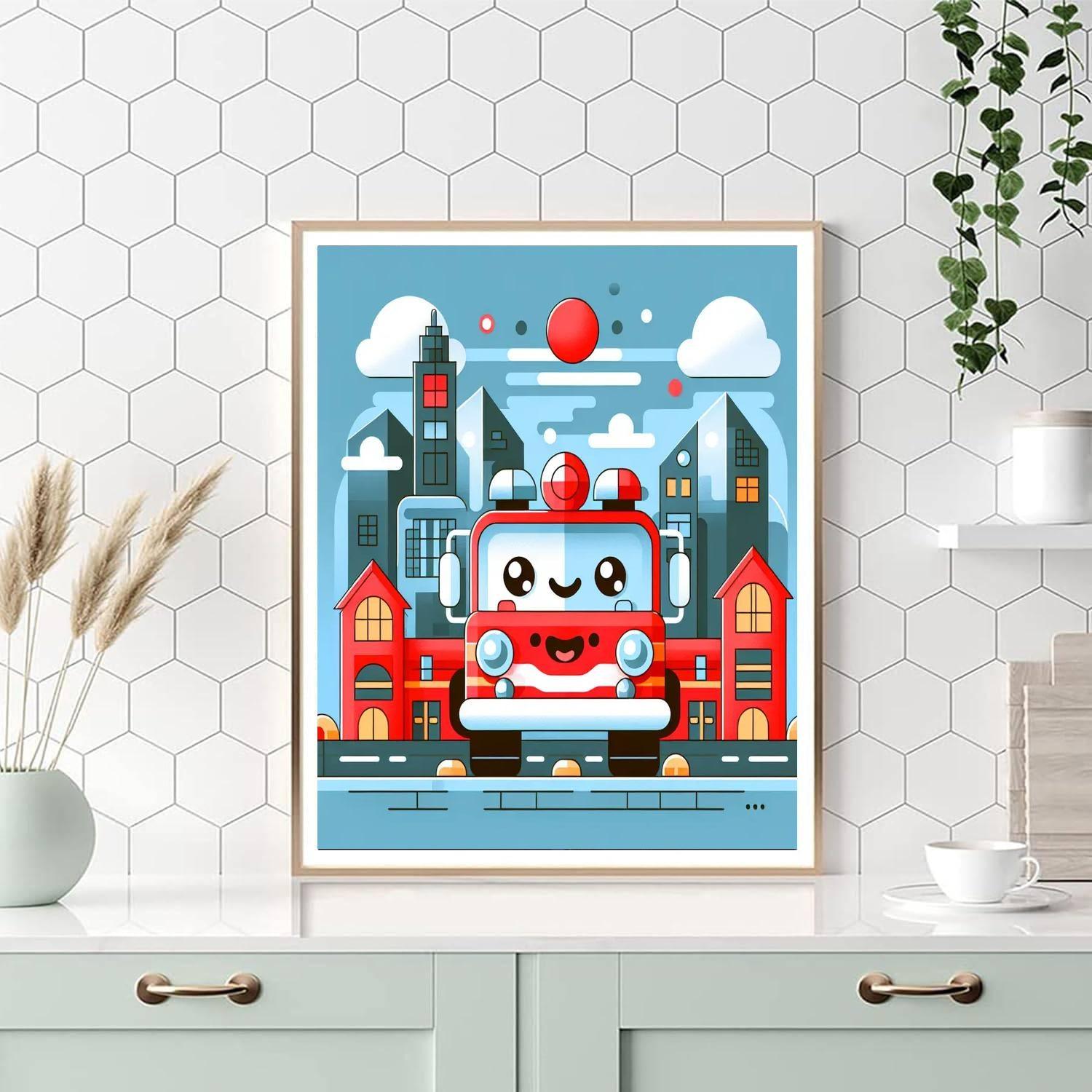 Cheery Firetruck Painting By Numbers Kit
