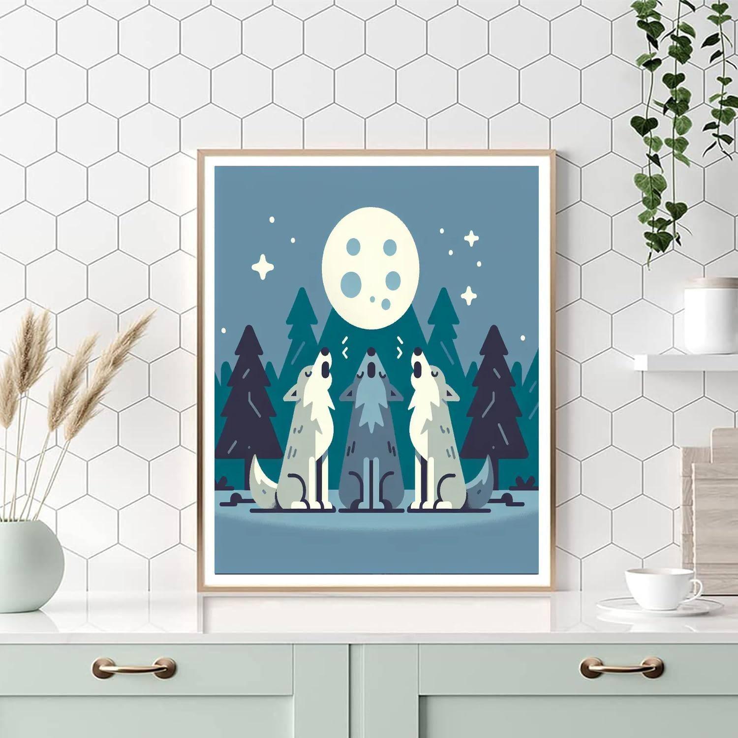 Moonlit Wolf Pack Paint By Number