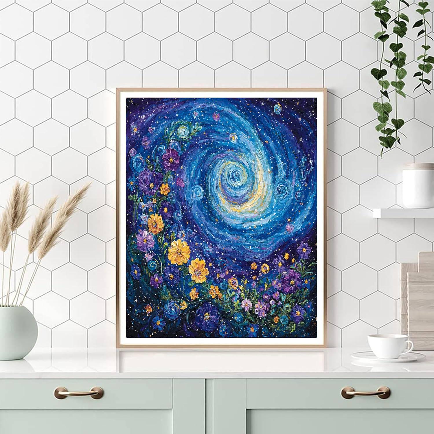 Vincent Van Gogh Inspired Galactic Flora Symphony  Painting Number Kit
