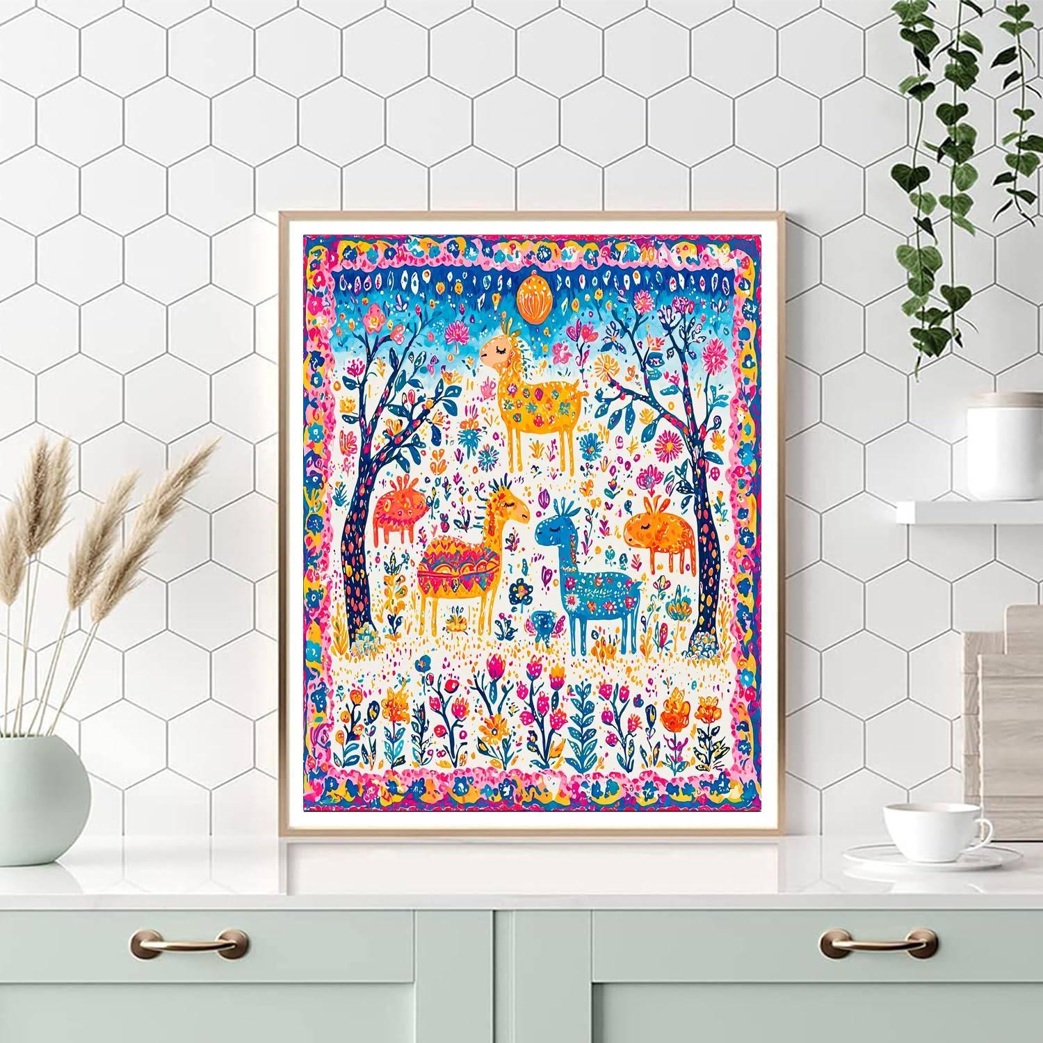 Folk Art Inspired Inspired Folk Art Celebration  DIY Paint By Numbers
