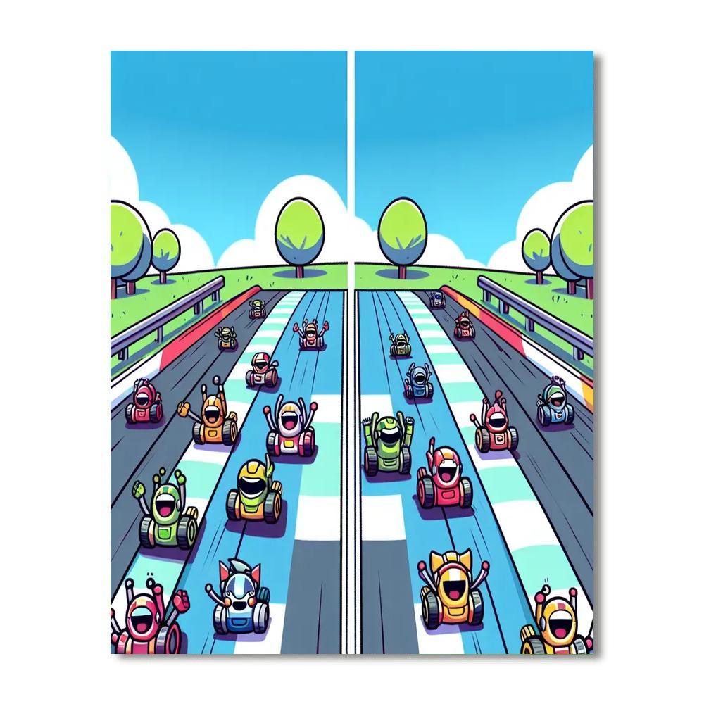 Exciting Robot Racing Paint By Number