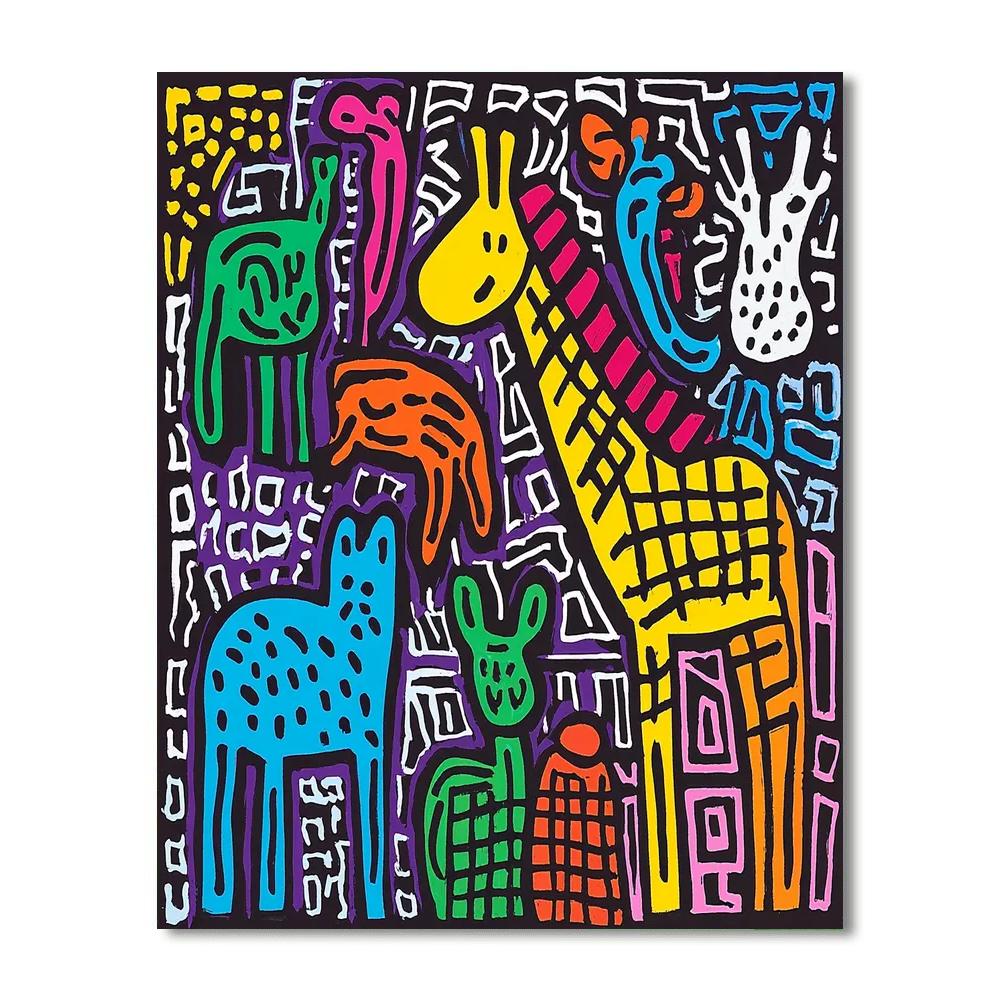 Keith Haring Inspired Kaleidoscope Wildlife  Paint By Number