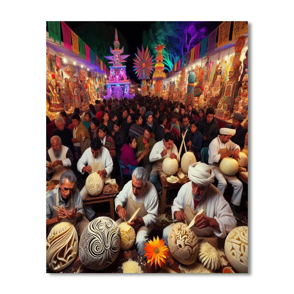 The Night Of The Radishes (noche De Los Rábanos) Painting Number Kit