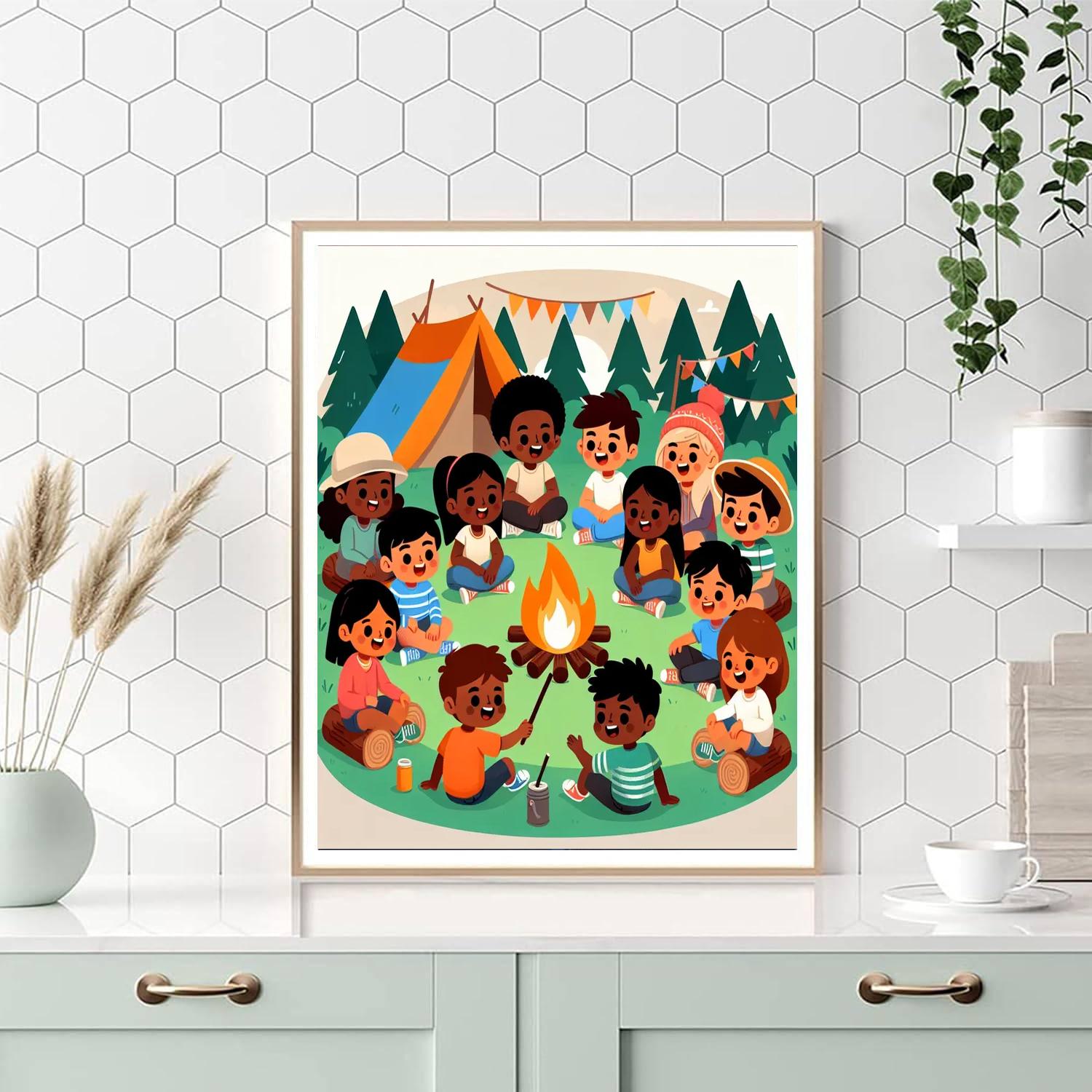 Cozy Campfire Gathering Painting Number Kit