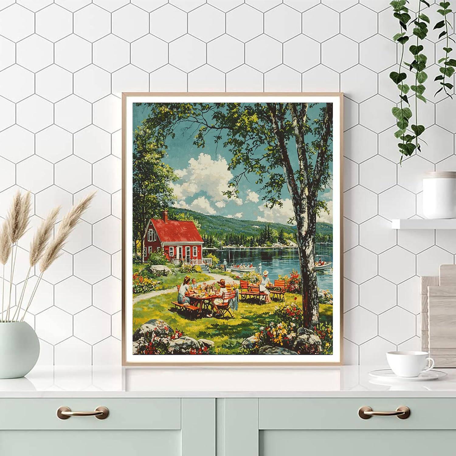 Norman Rockwell Inspired Nostalgic Summer Picnic  Paint By Numbers