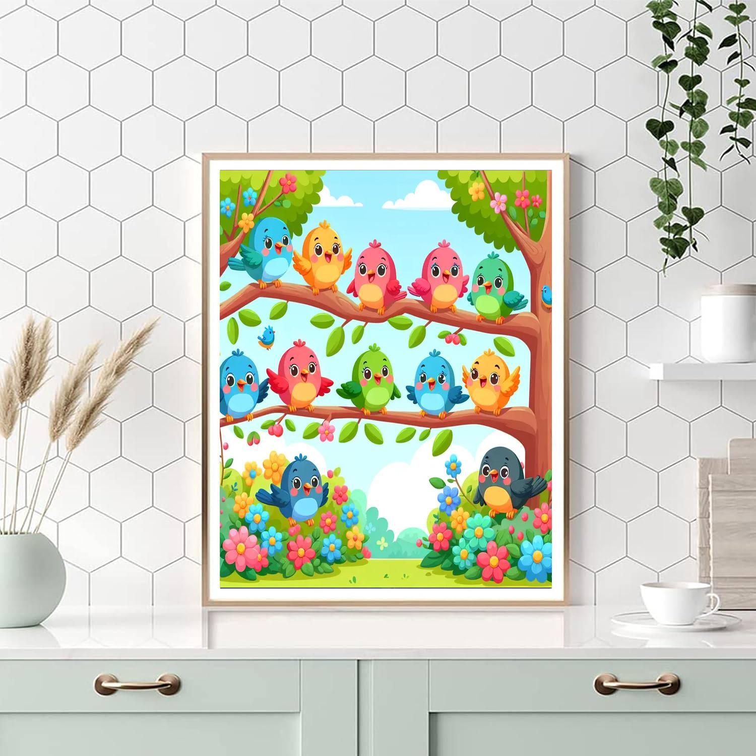 Cheerful Birds Painting Number Kit