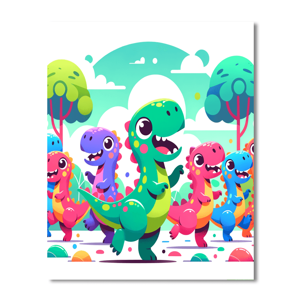 Groovy Dinosaur Dance Party Paint By Numbers Kits