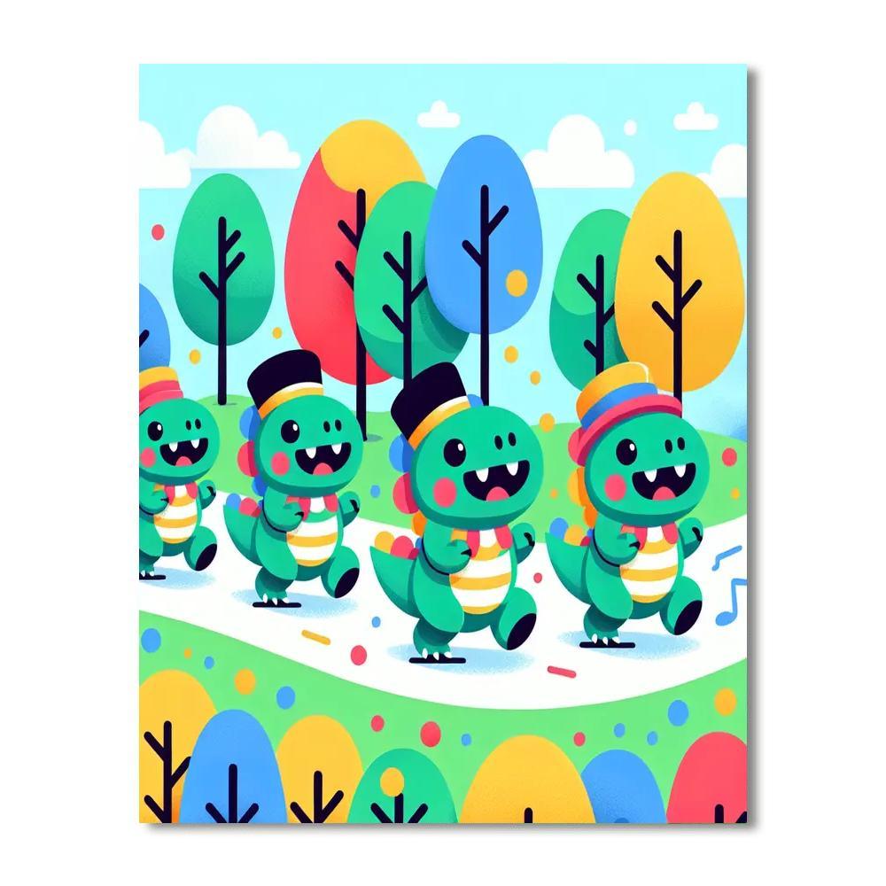 Funky Dinosaur Parade Number Painting