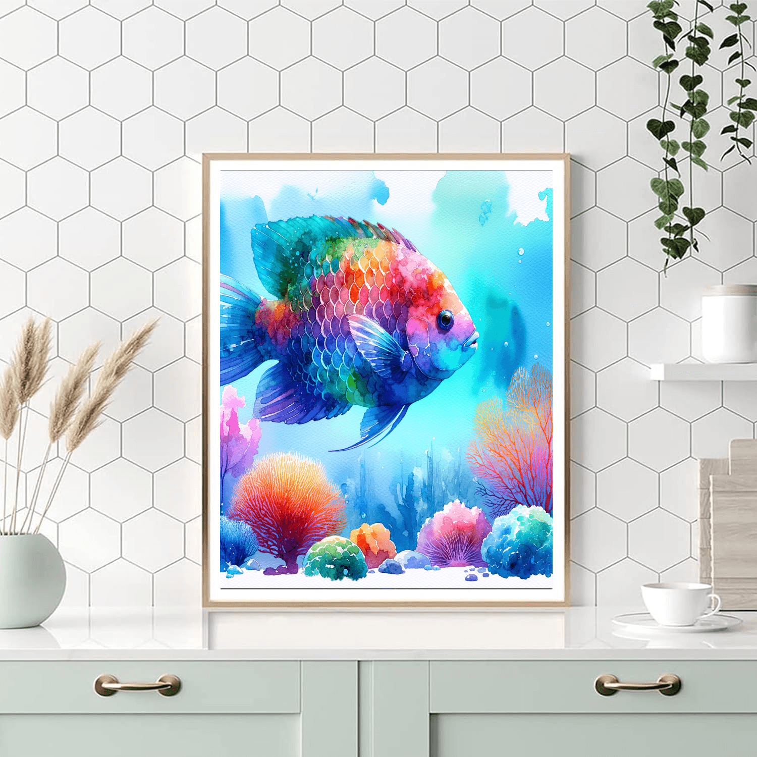 Glistening Rainbow Fish Paint By Numbers