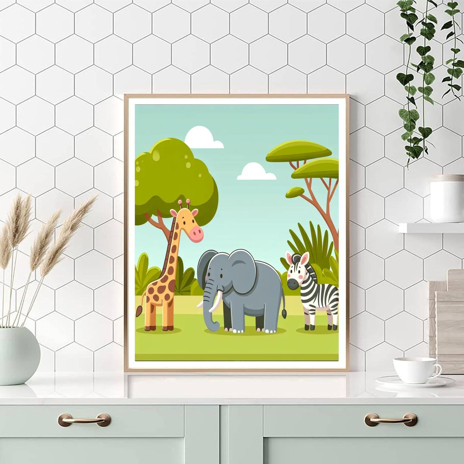 Safari Scene Paint By Numbers Art