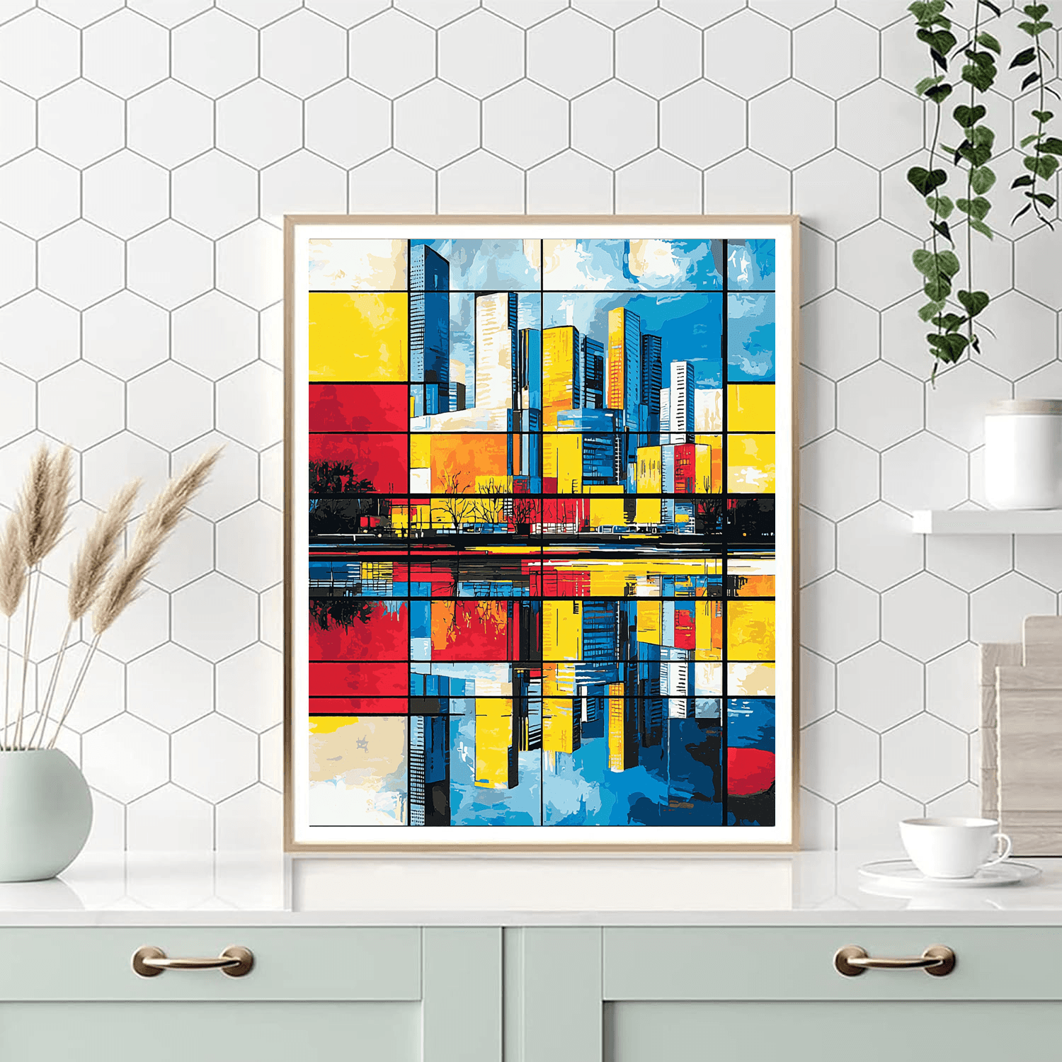 Piet Mondrian Inspired City Of Reflections  Paint By Numbers Kits
