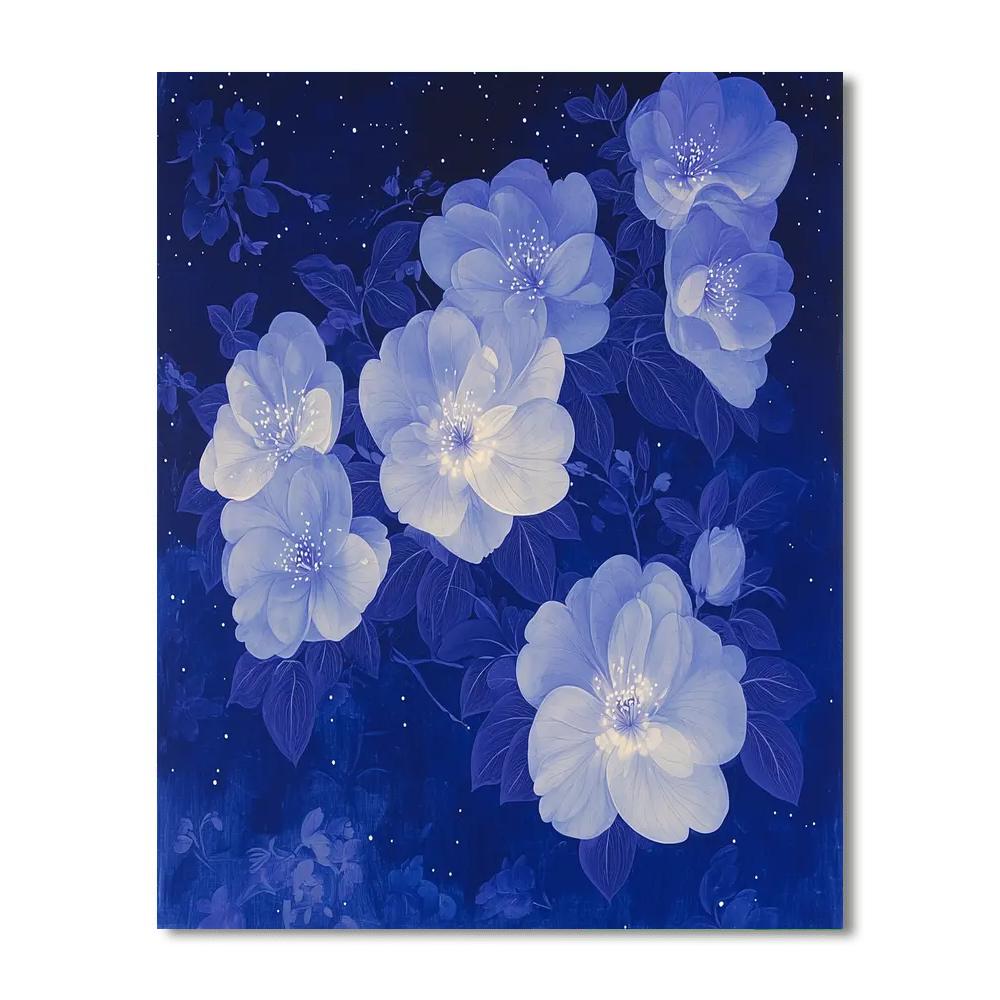 Utagawa Hiroshige Inspired Luminous Night Blossoms  Number Painting