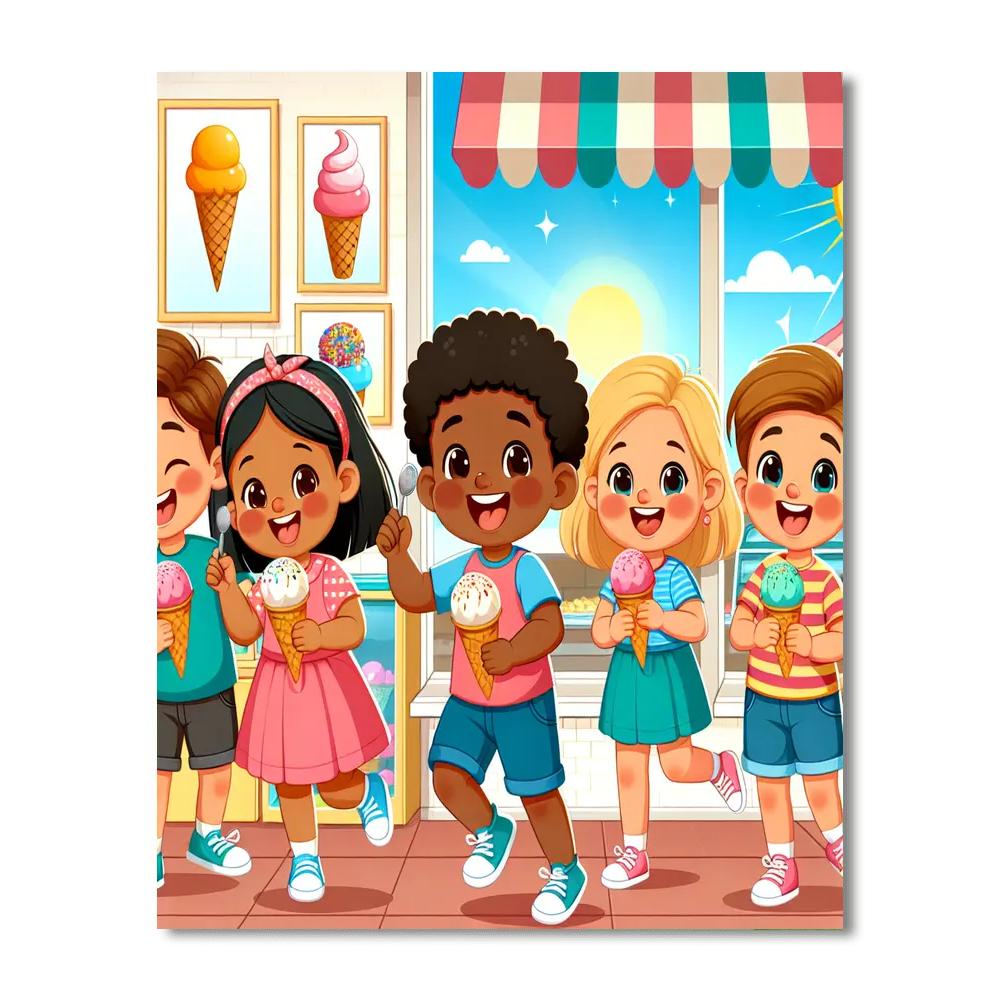 Sunny Ice Cream Shop Paint By Number