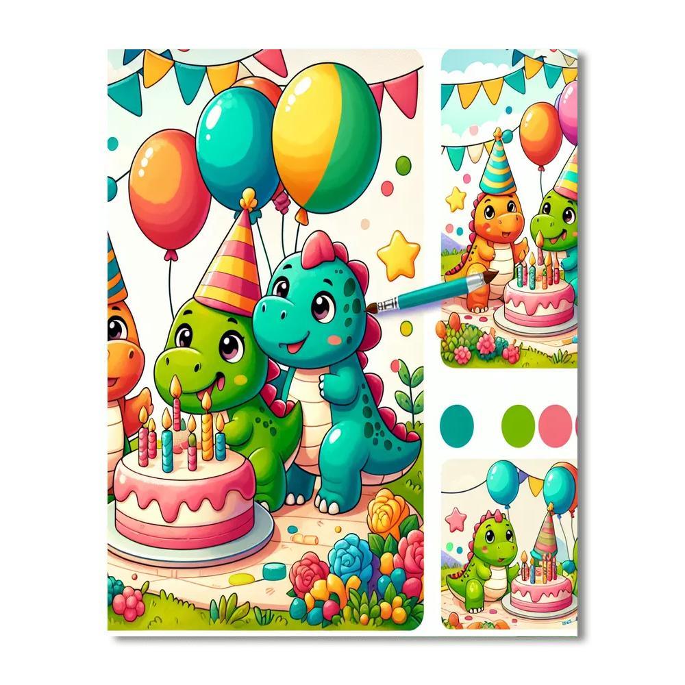 Tiny Dinosaurs Party Numbered Painting Kits