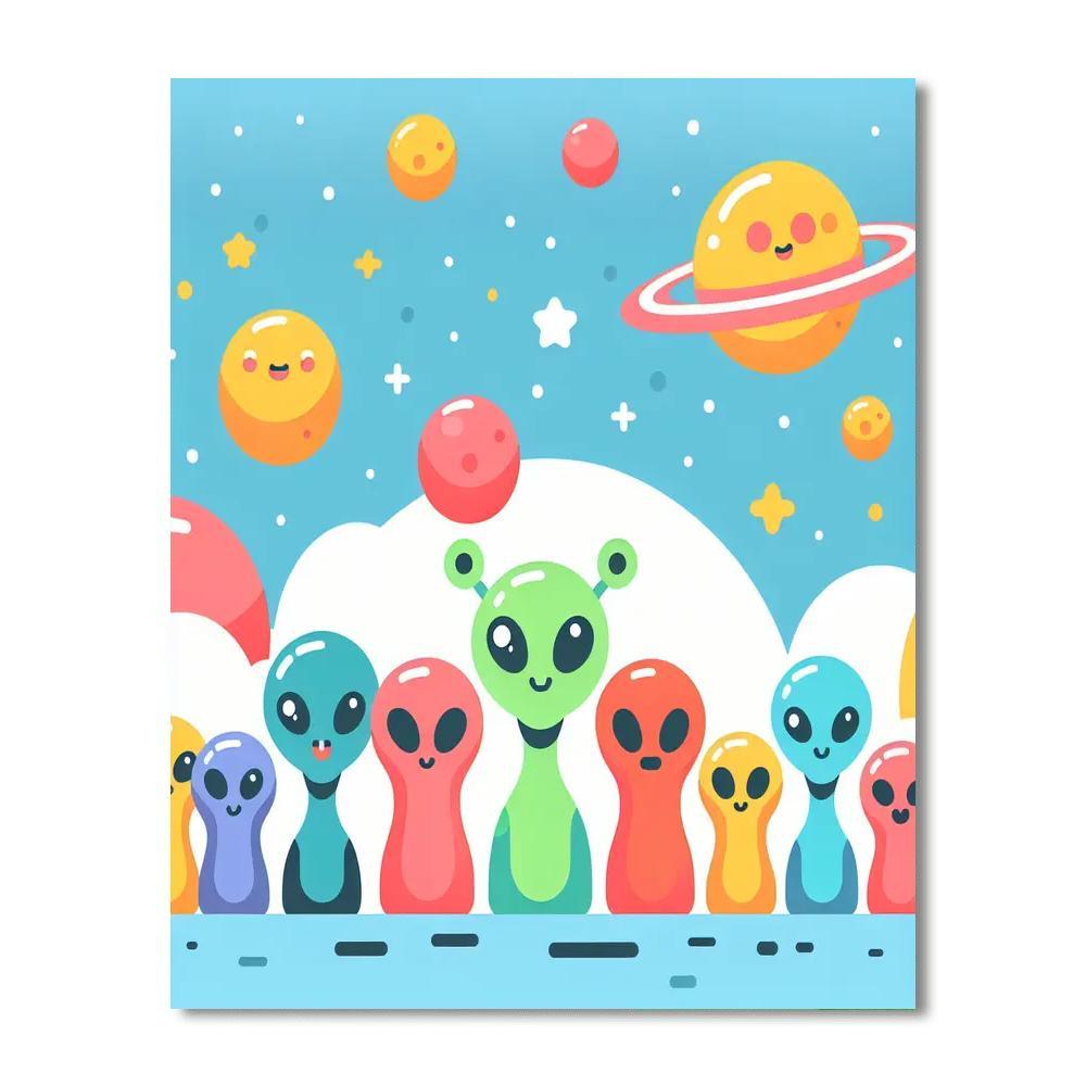 Outer Space Alien Friends Numbered Painting Kits
