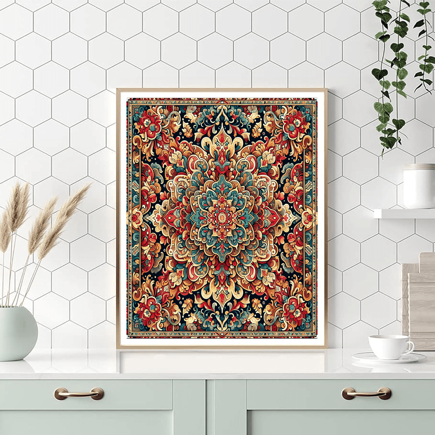 Ornate Persian Rug Design Painting Number Kit