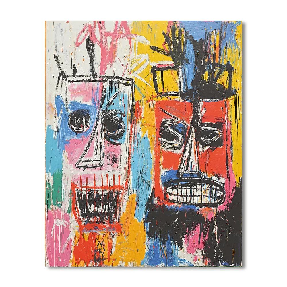 Jean-Michel Basquiat Inspired Abstract Fusion Of Cultures  Number Painting