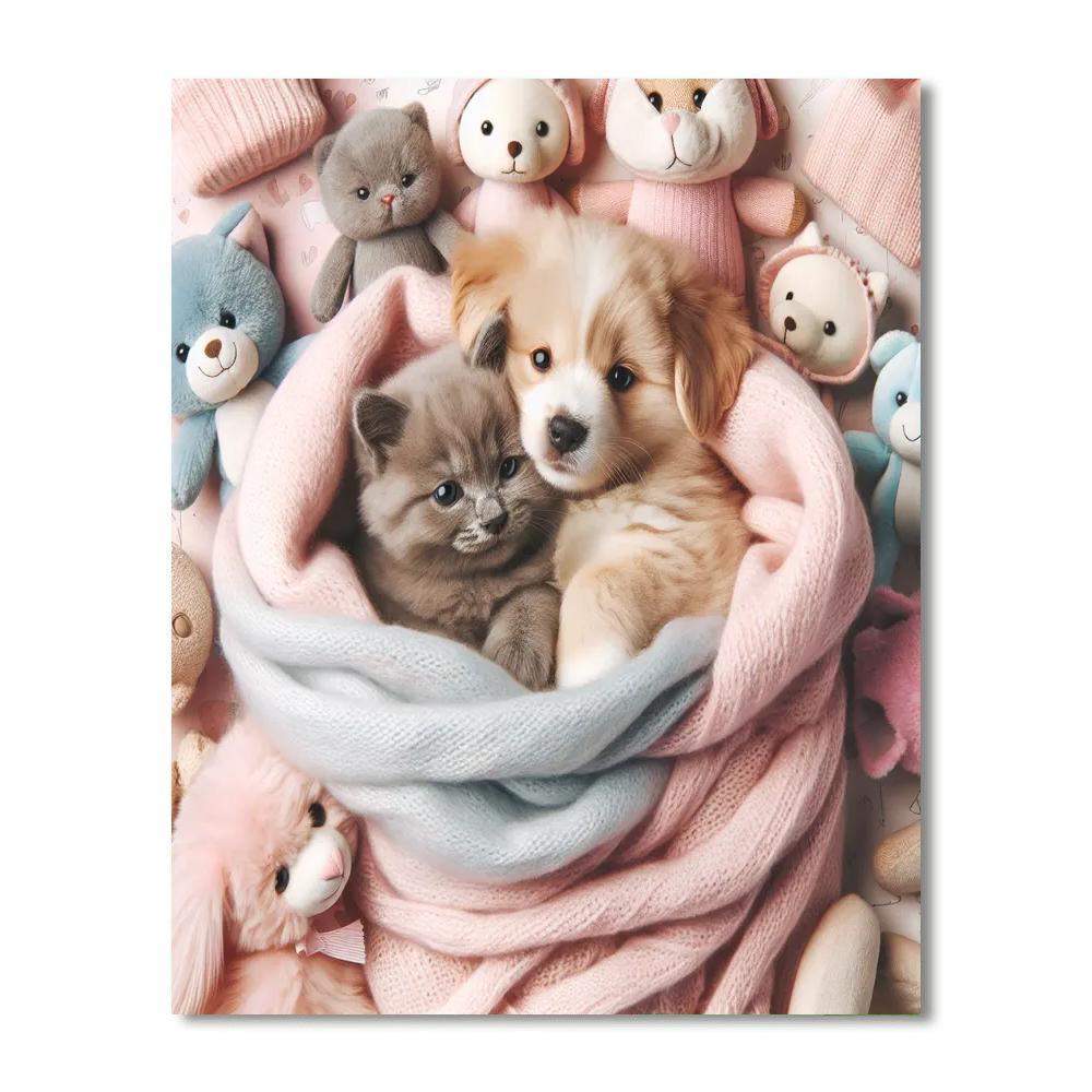 Cuddle Time With Pets Numbered Painting Kits