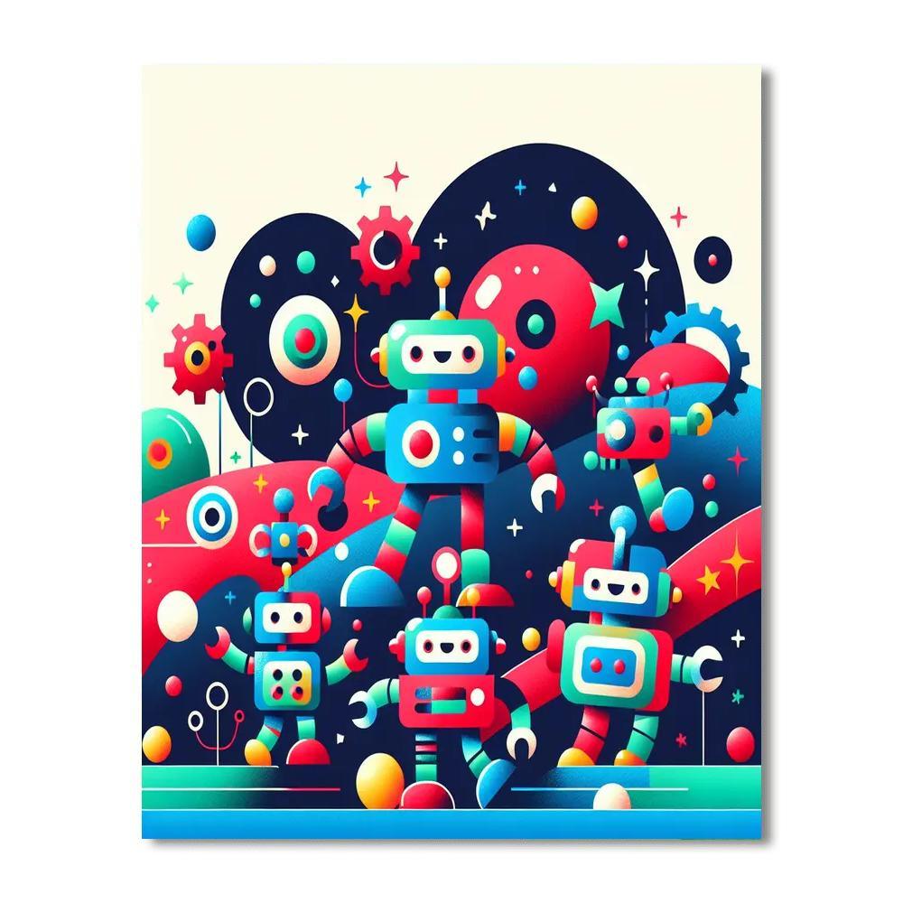 Happy Robot Adventures Paint By Color
