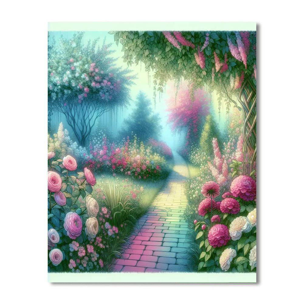 Dreamlike Garden Pathway Paint By Color