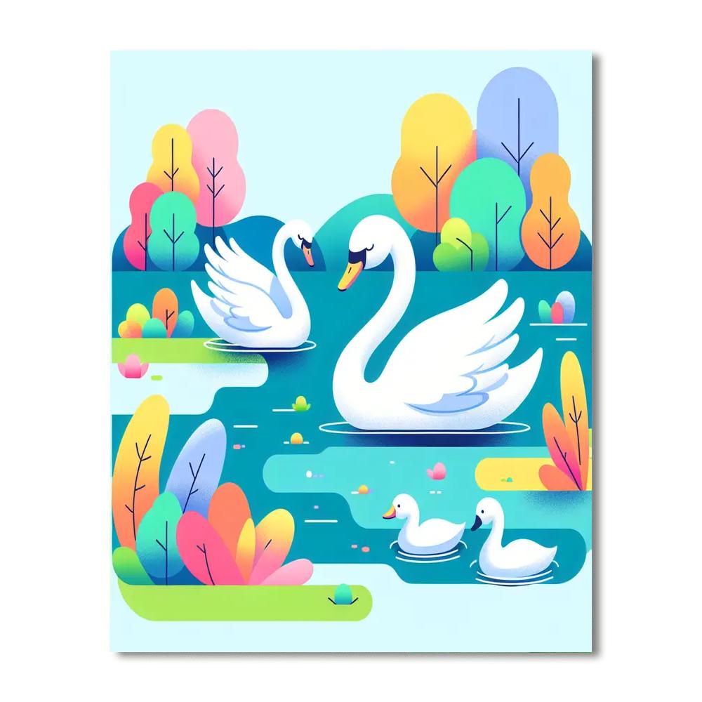 Swan's Silvery Stream Paint By Numbers