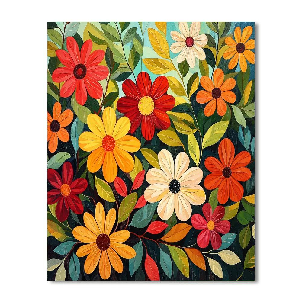 Frida Kahlo Inspired Symbolic Blooms  Numbered Painting Kits