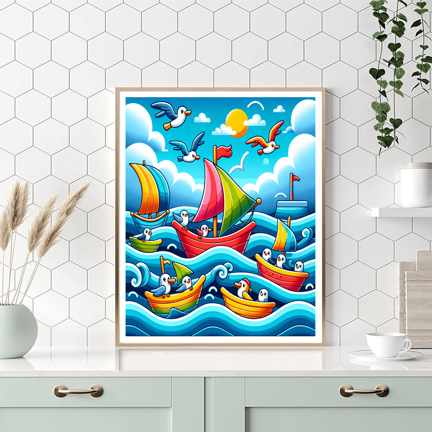Sailing With Seagulls Painting Number Kit