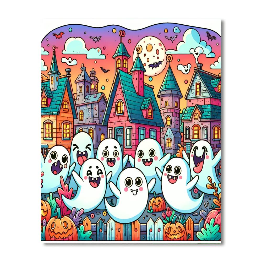 Spooky, Silly Ghost Town Paint By Numbers Art
