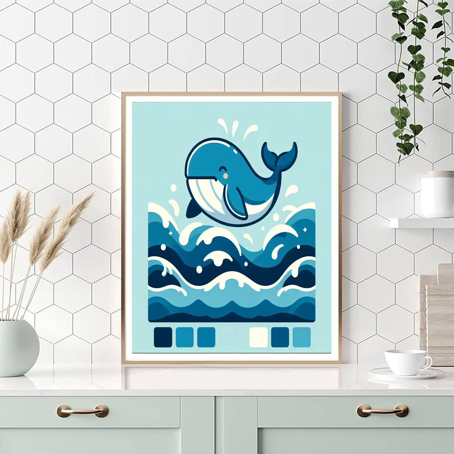 Bouncing Blue Whale Paint By Number