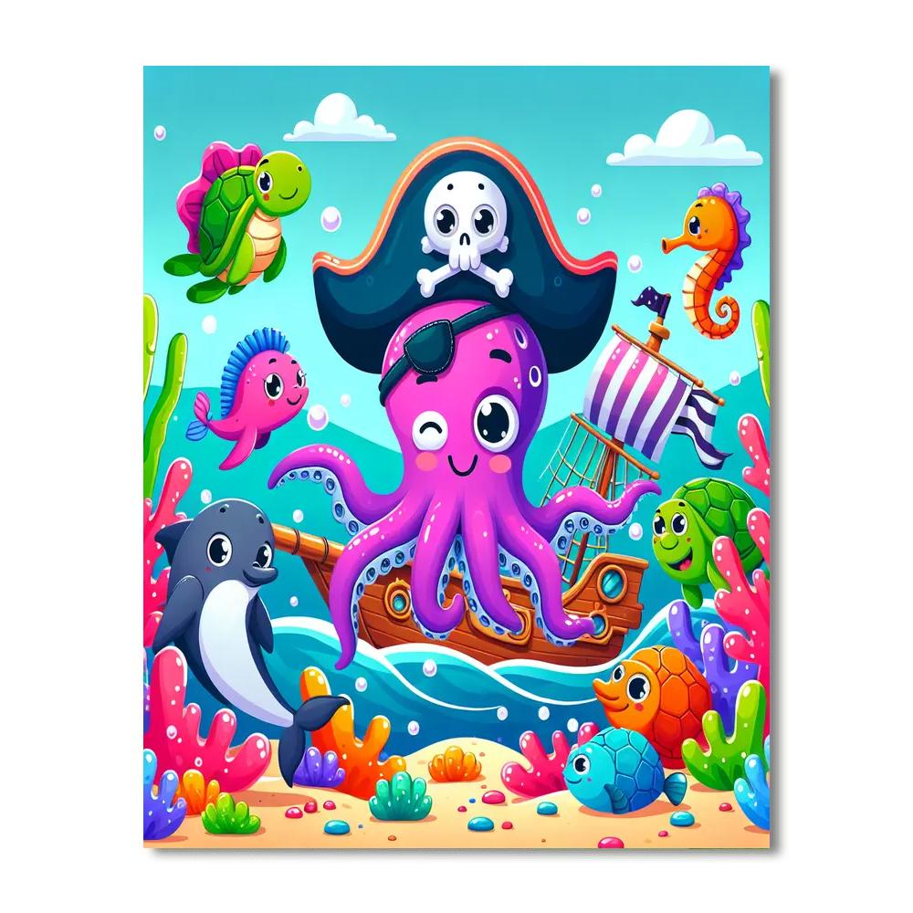 Giggles The Pirate Octopus Numbered Painting Kits