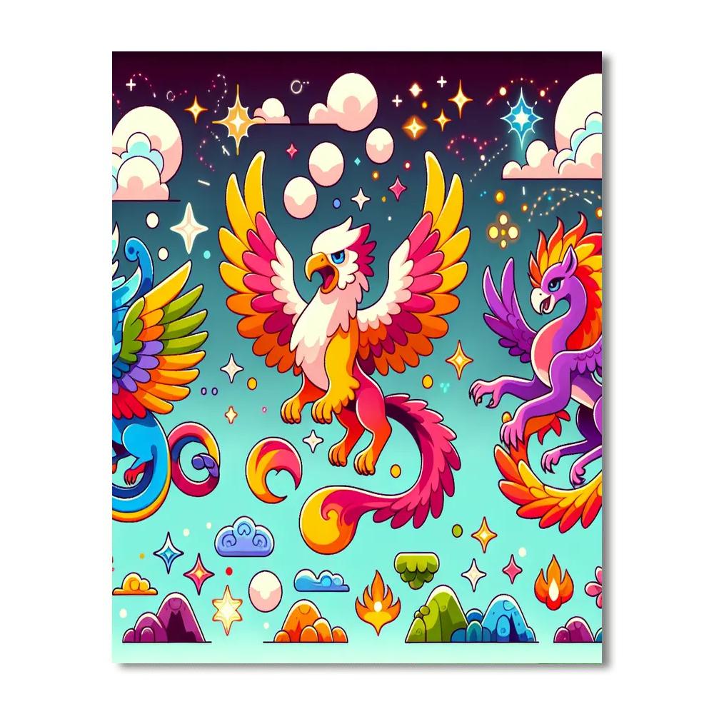 Colorful Fantasy Animals Painting Number Kit