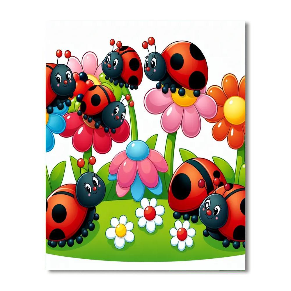 Cheerful Garden Ladybugs Paint By Color
