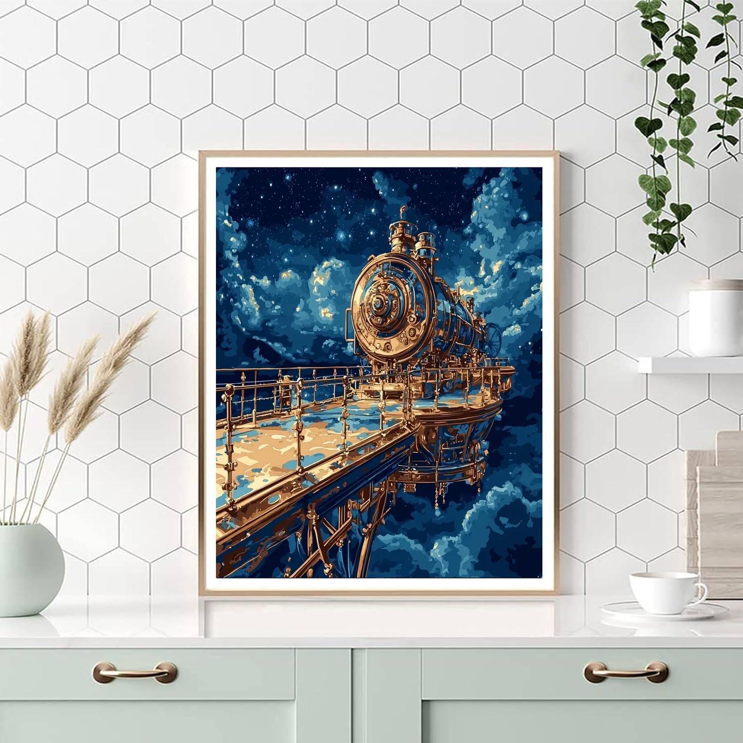 Jules Verne Inspired Steampunk Celestial Exploration  DIY Paint By Numbers