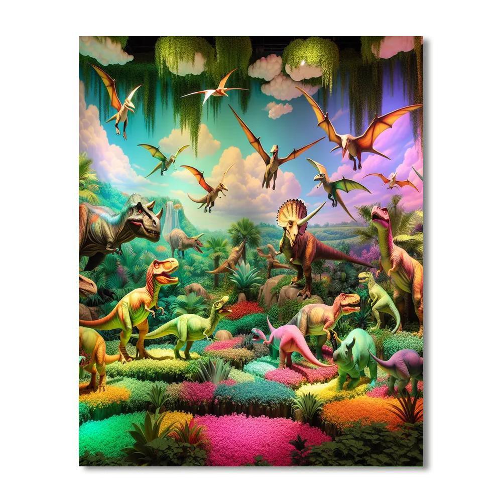 Colorful Playful Dinosaurs Numbered Painting Kits