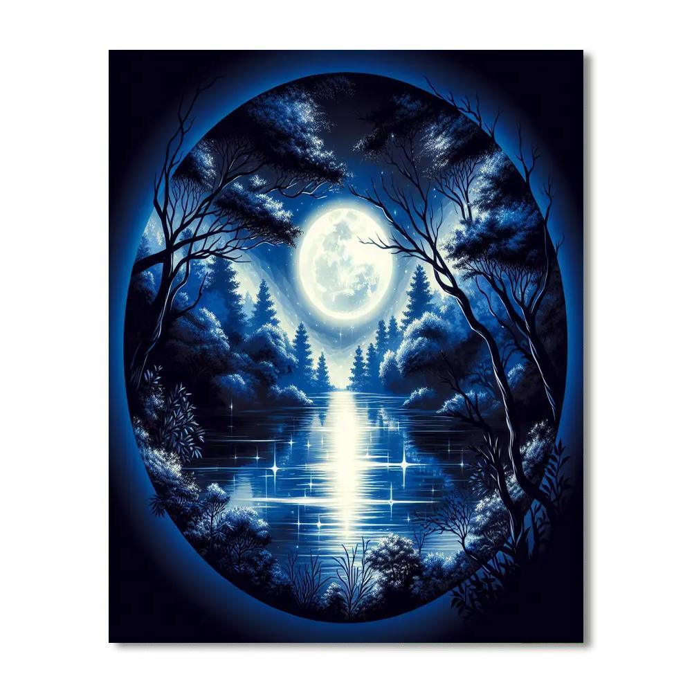 Mysterious Moonlit Lagoon Number Painting