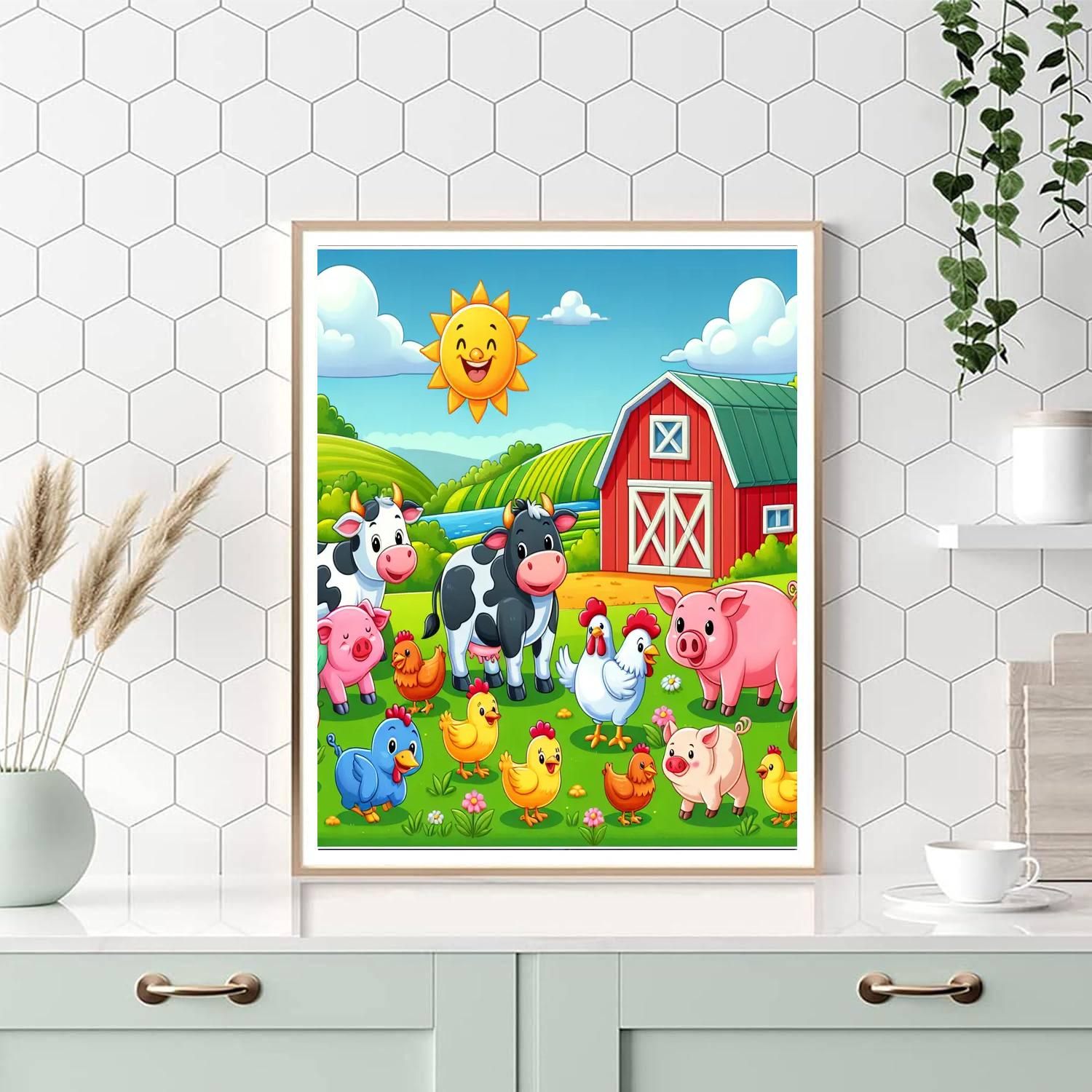 Cheery Farm Scene Paint By Numbers Art