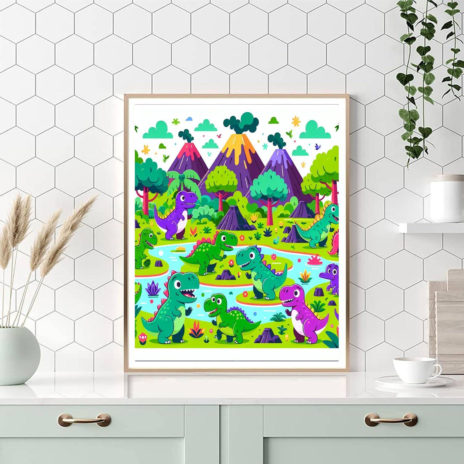 Cheerful Dino Friends Paint By Color