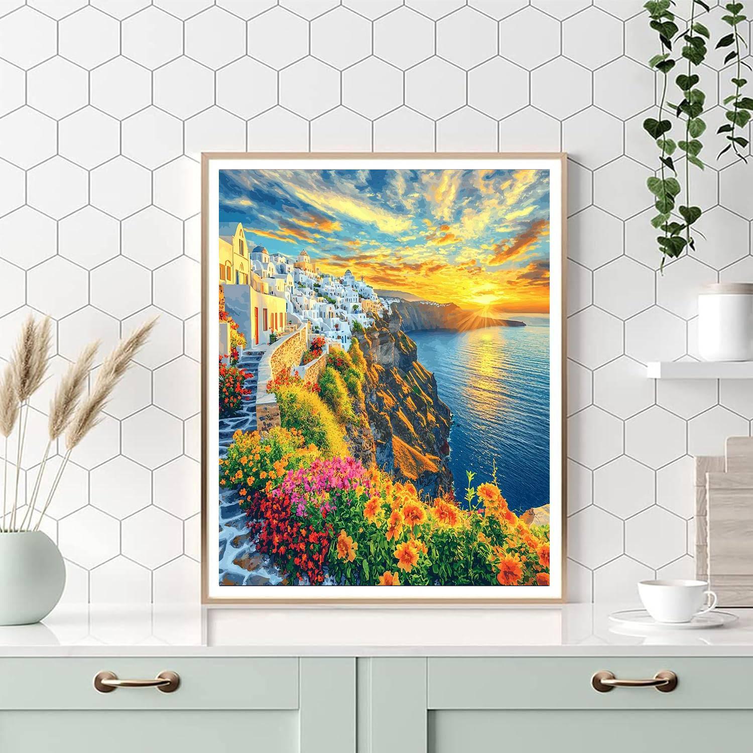 Santorini Caldera Hike Painting Number Kit