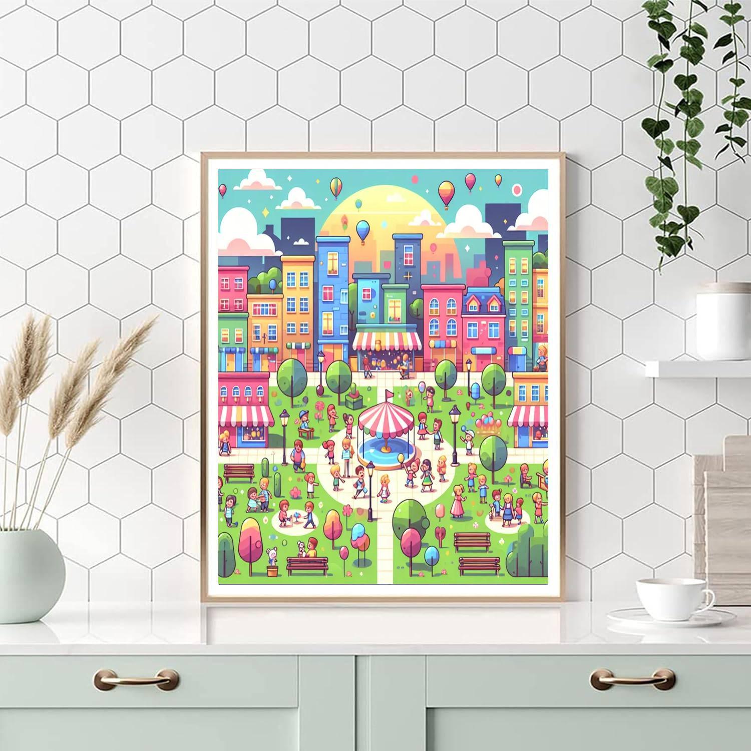Rainbow City Adventure Number Painting
