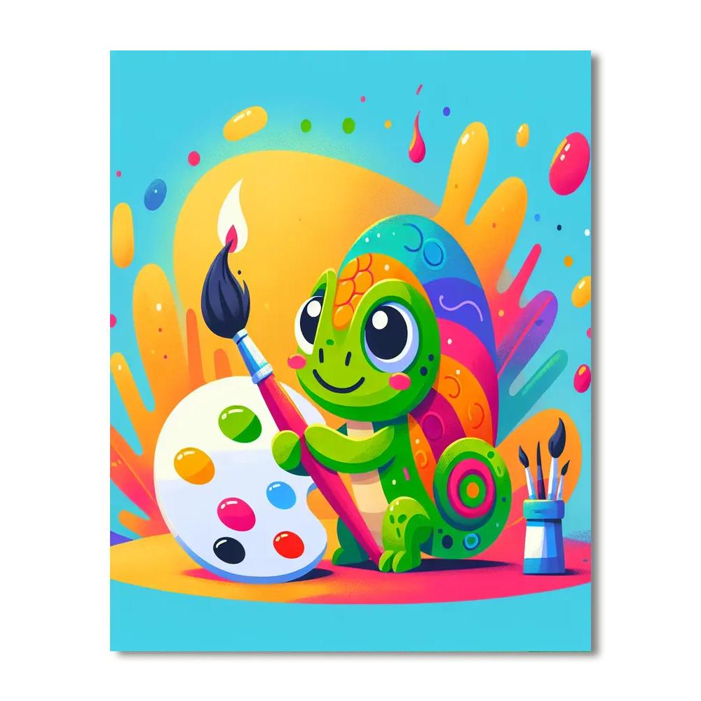 Artful Chameleon Number Painting